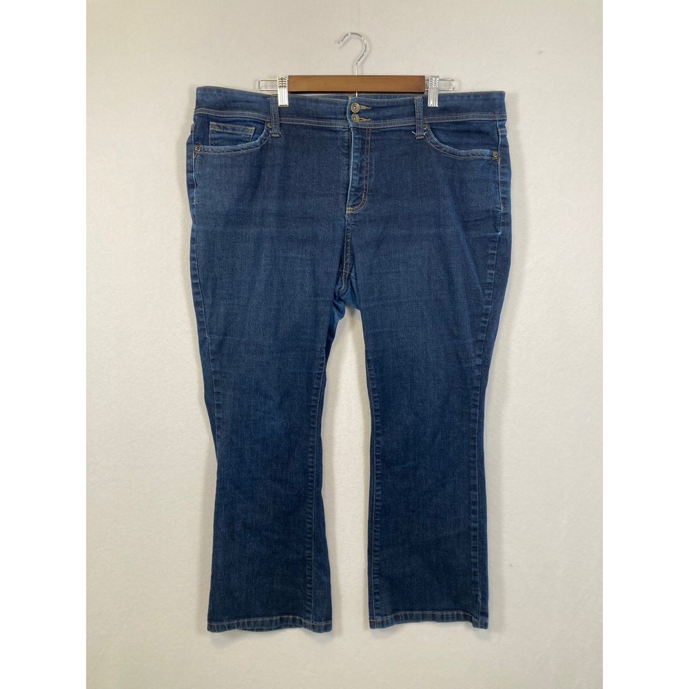St Johns Bay Womens 18WS Bootcut Jeans Dark Wash Stretch Denim Double Button